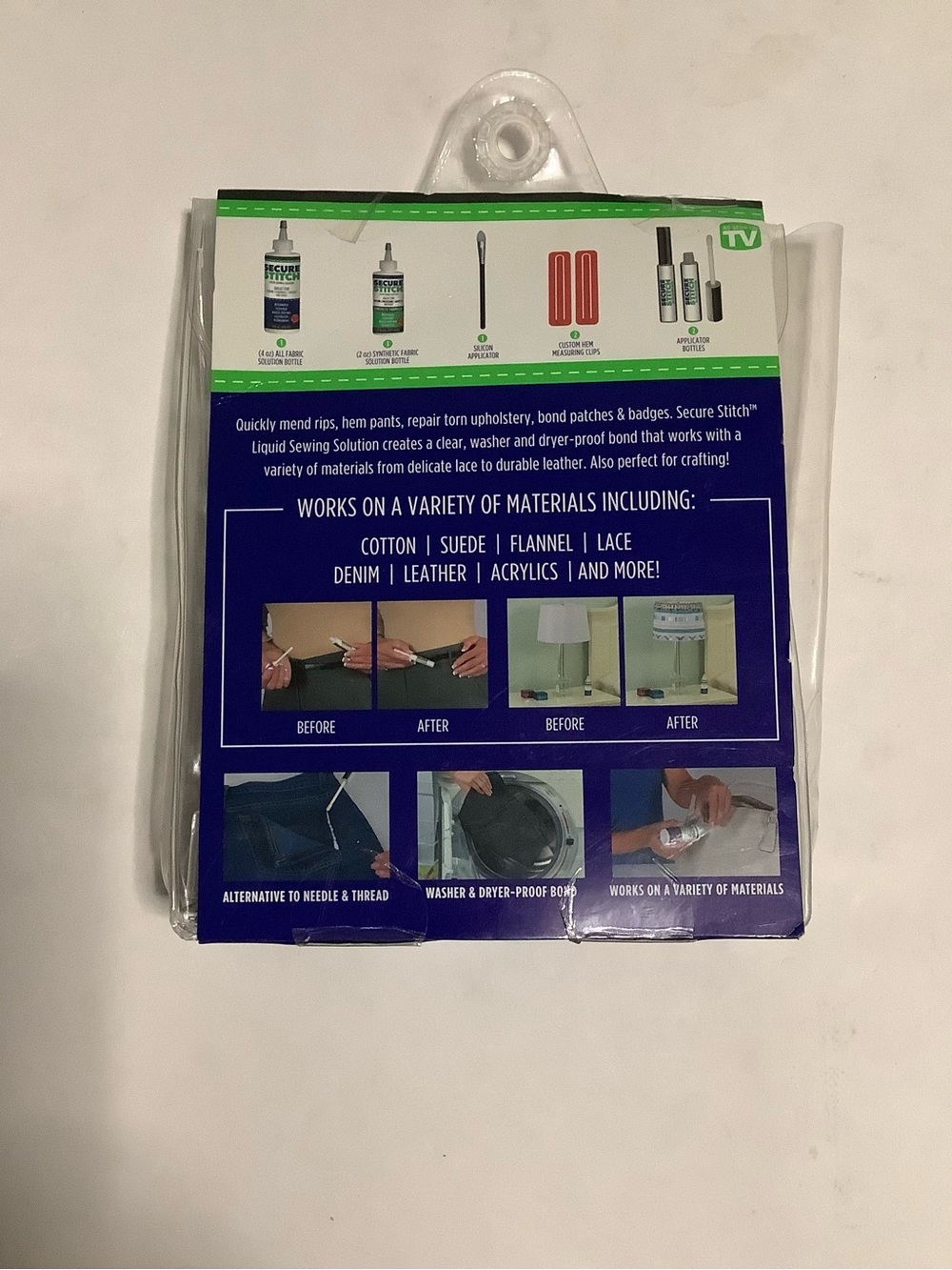 Secure Stitch Liquid Sewing Solution - White & Green Packaging - Picture 2 of 2
